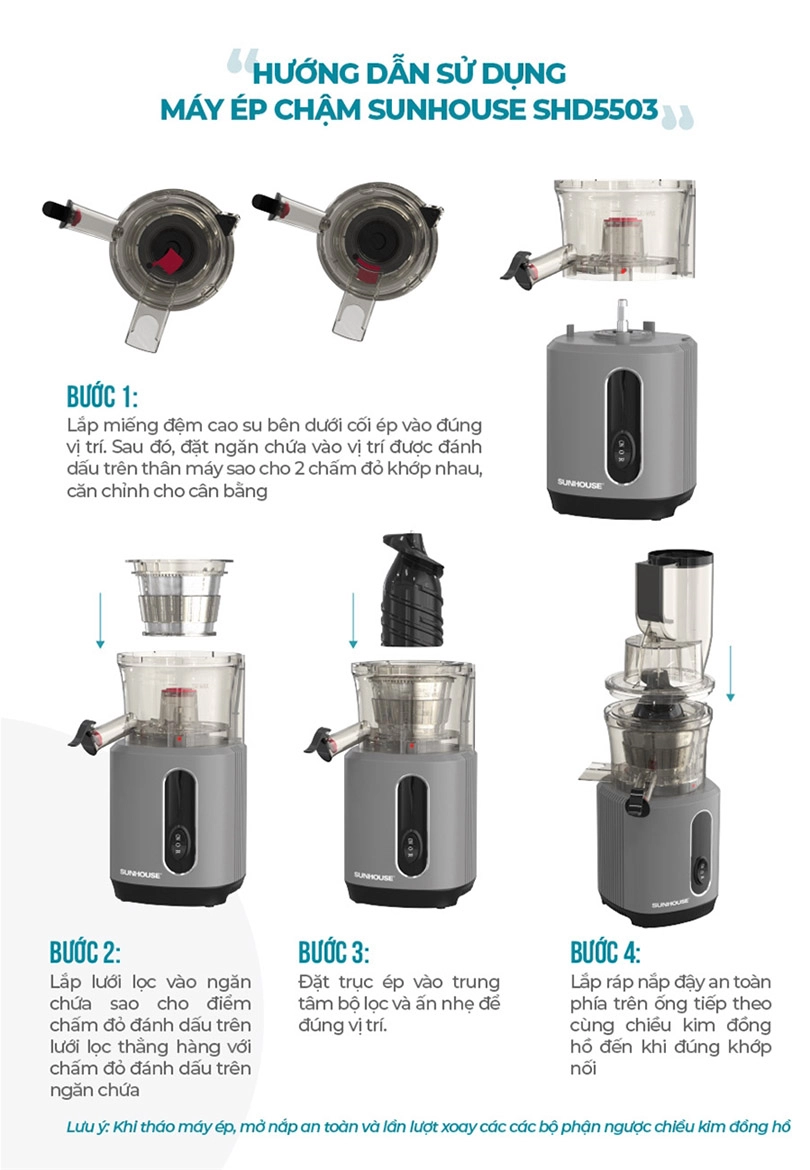 Cách dùng máy ép chậm Sunhouse SHD5503