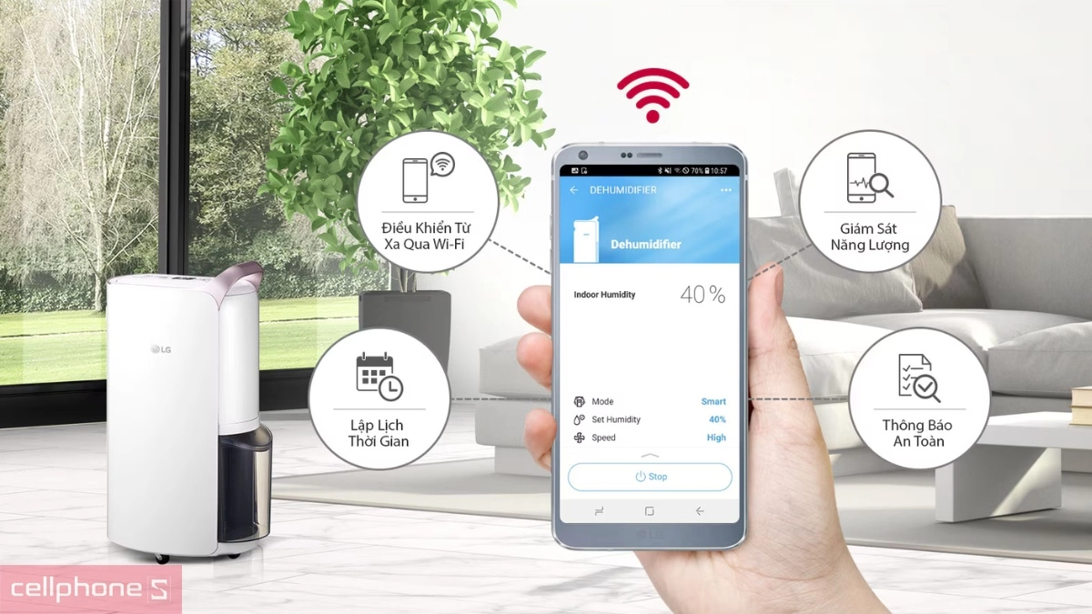 Hoàn tất kết nối máy hút ẩm LG Dual Inverter 16G MD16GQSE0.ABAE 28L