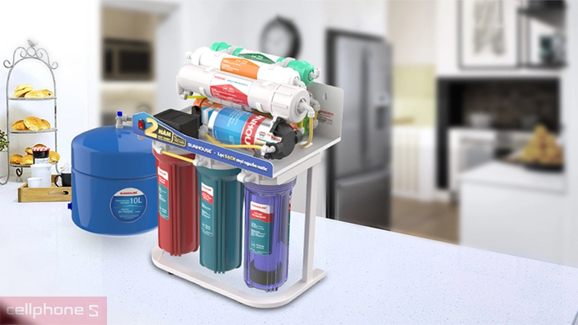 Thiết kế máy lọc nước Sunhouse RO 10 lõi lọc SHA88117KV