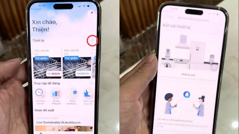 Hướng dẫn kết nối máy rửa bát Bosch SMS6ZCI16E với điện thoại