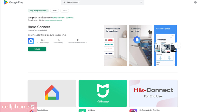 Hướng dẫn kết nối máy rửa bát độc lập Bosch SMS6ECI04E với điện thoại