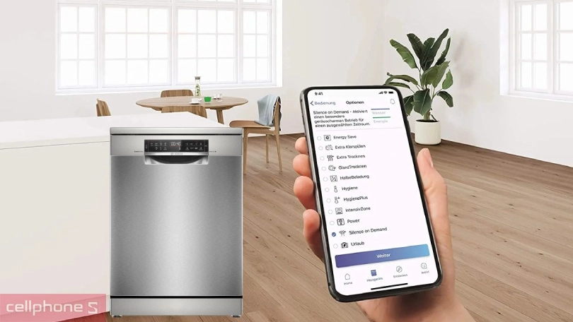 Hướng dẫn kết nối máy rửa bát độc lập Bosch SMS6ZCI37Q với điện thoại
