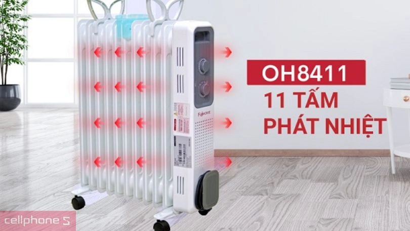 Quạt sưởi dầu Fujihome OH8411 - Thân thiện với sức khỏe, sưởi ấm nhanh