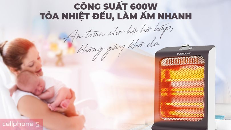 Hiệu suất làm ấm của máy sưởi hồng ngoại Sunhouse SHD7023