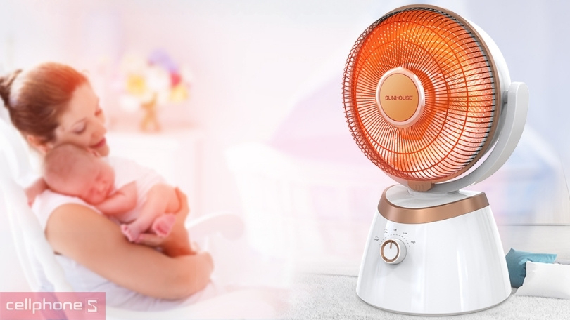 Công nghệ sưởi hiện đại của quạt sưởi đèn carbon Sunhouse SHD7008