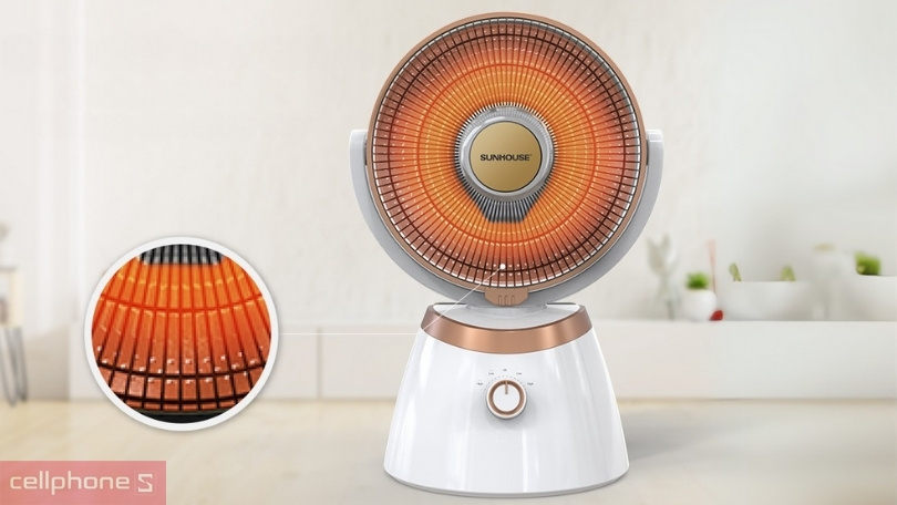 Thiết kế quạt sưởi đèn carbon Sunhouse SHD7008