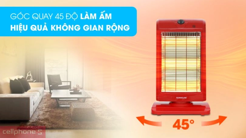 Khả năng sưởi ấm hiệu quả của quạt sưởi đèn halogen Sunhouse SHD7016
