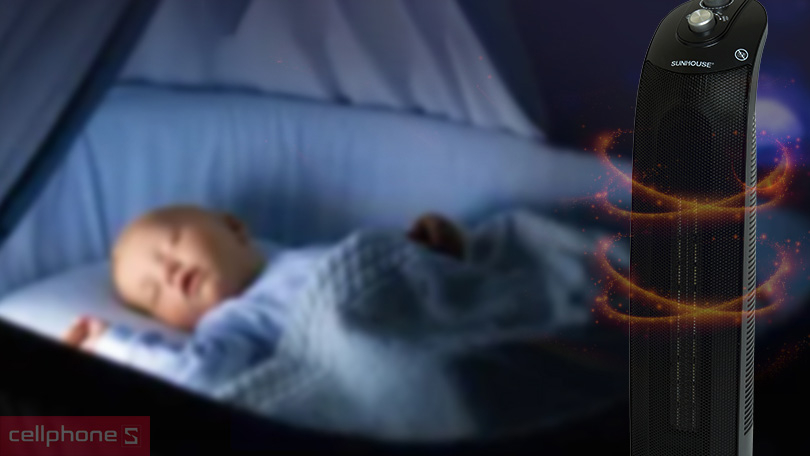 Hiệu suất sưởi cùng khả năng xoay của quạt sưởi gốm Ceramic Sunhouse SHD7071