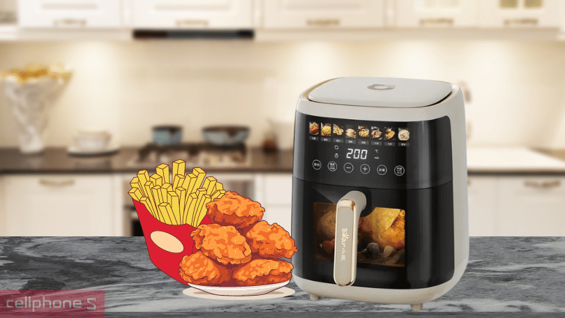 Nồi chiên không dầu Bear QZG-F15H1 5L - Nồi chiên có thiết kế bắt mắt và bảng điều khiển tiện lợi