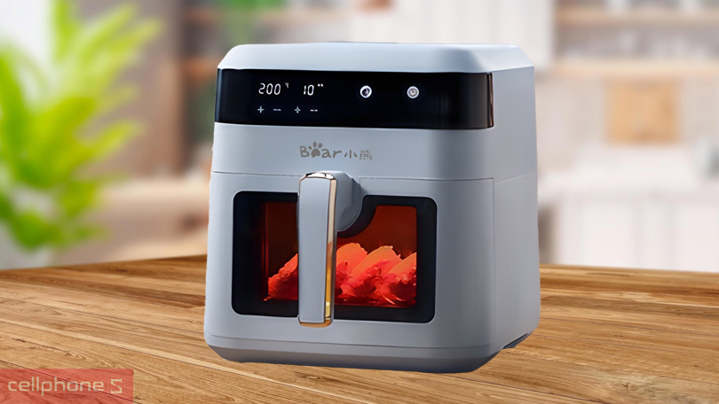 Nồi chiên không dầu Bear QZG-E13E5 6.5L - Dung tích chứa rộng rãi, hẹn giờ nấu linh hoạt