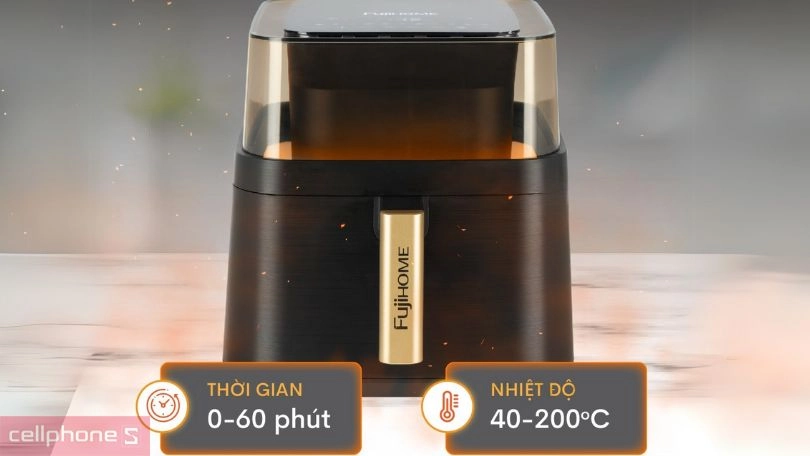 Nồi chiên không dầu Fujihome A8DG2 8L - Thiết kế trong suốt, đa dạng tính năng 