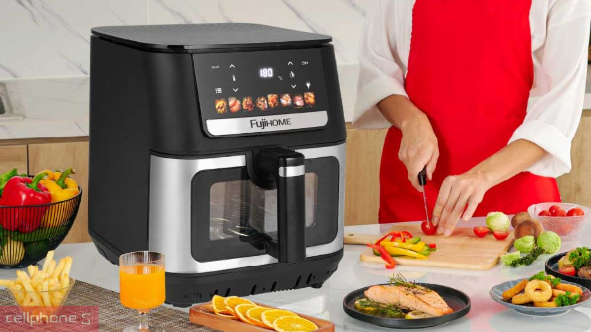 Thiết kế nồi chiên không dầu Fujihome DUALHEAT A9DH 9L gia nhiệt kép
