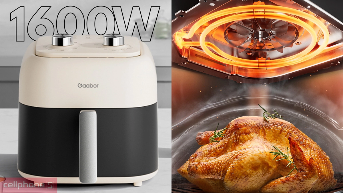 Công suất vận hành mạnh mẽ của nồi chiên không dầu Gaabor AF-80M01A 6.2 Lít