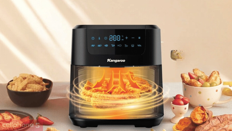 Rapid Air trên nồi chiên Kangaroo giảm dầu thừa tốt nồi chiên không dầu Kangaroo giảm 80% dầu thừa nhờ Rapid Air