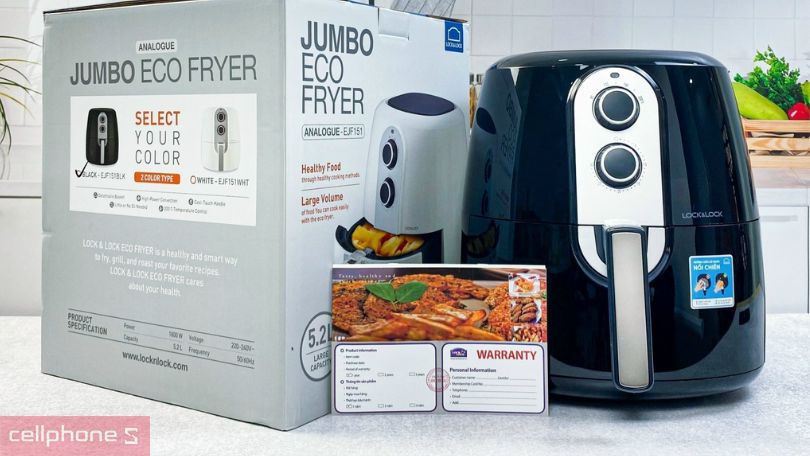 nồi chiên không dầu Lock&Lock dễ dàng vệ sinh lòng nồi