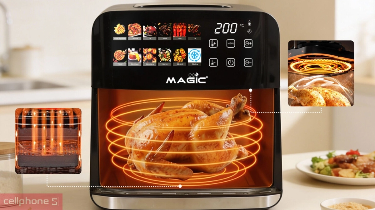 Công nghệ đảo nhiệt nồi chiên không dầu MAGIC Eco AC-162