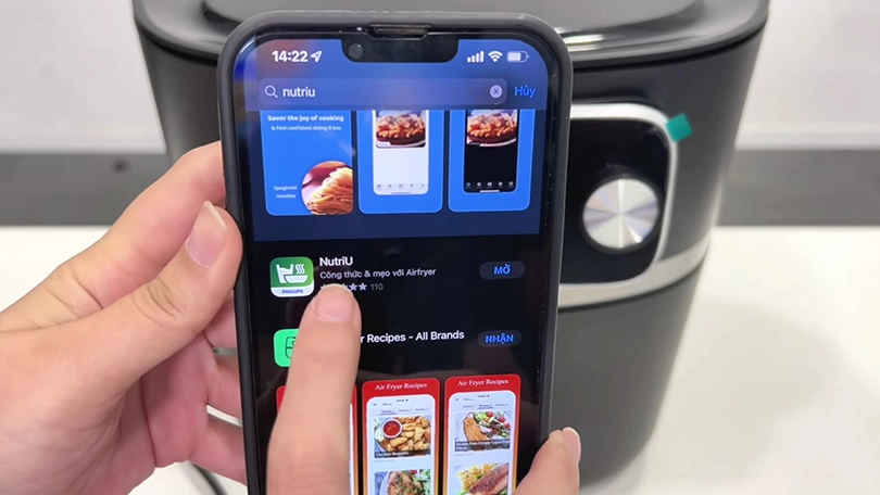 Hướng kết nối nồi chiên không dầu Philips HD9880/90 8.3 lít với app NutriU