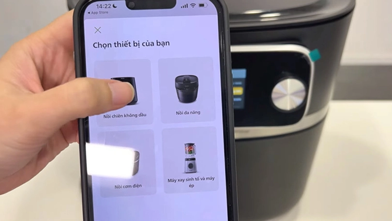 Hướng kết nối nồi chiên không dầu Philips HD9880/90 8.3 lít với app NutriU