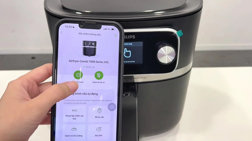 Hướng kết nối nồi chiên không dầu Philips HD9880/90 8.3 lít với app NutriU