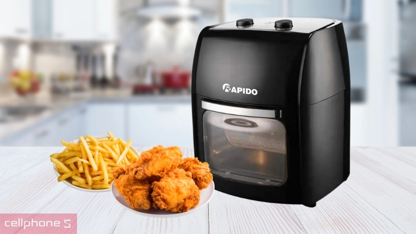 Công suất và công nghệ chiên nướng của lò chiên không dầu Rapido RAF-12M1 12 lít