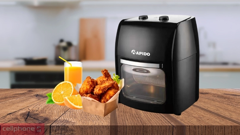 Thiết kế, chất liệu của lò chiên không dầu Rapido RAF-12M1 12 lít
