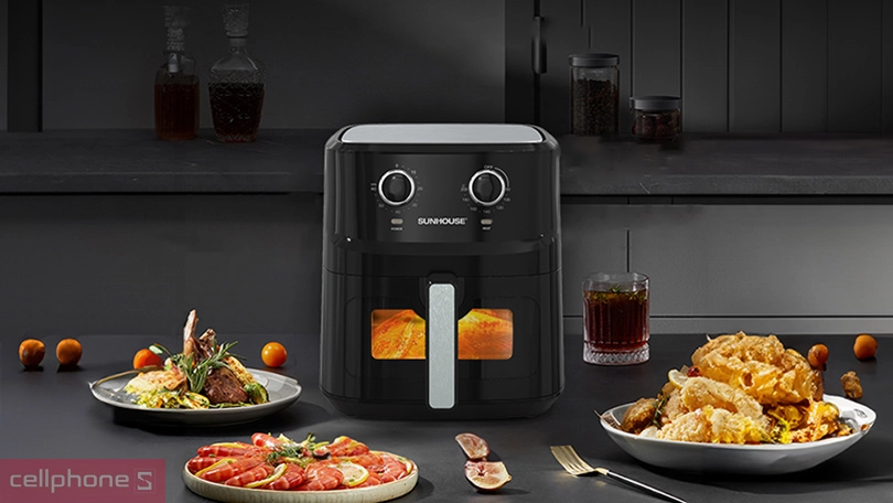 Thiêt kế nồi chiên không dầu 6.5L Sunhouse SHD4030