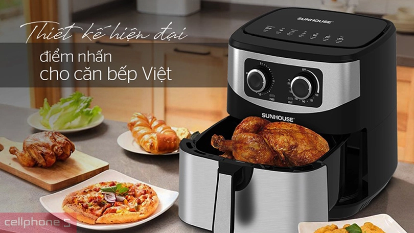 Nồi chiên không dầu Sunhouse SHD4035 9L - An toàn sức khỏe, nấu chín đều 
