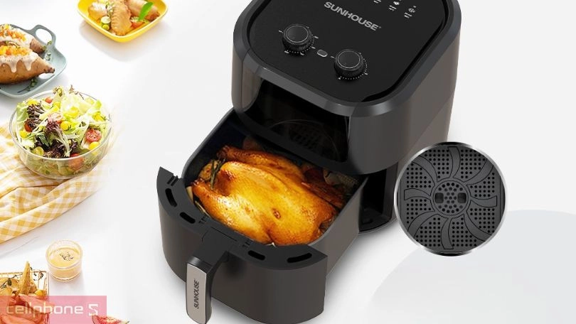 Dung tích nồi chiên không dầu Sunhouse 9L SHD4037