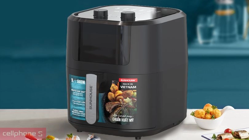 Thiết kế nồi chiên không dầu Sunhouse 9L SHD4037