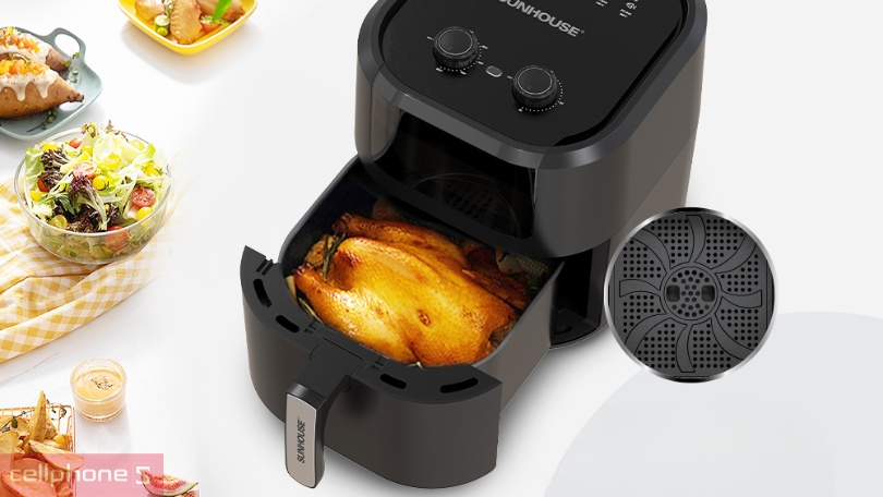 Nồi chiên không dầu Sunhouse SHD4037 lòng nồi thoáng, to với dung tích 9L