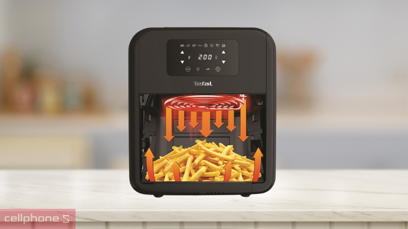 Công suất và công nghệ chiên nướng của nồi chiên không dầu Tefal 9 trong 1 Easy Fry Oven Grill FW50 11L