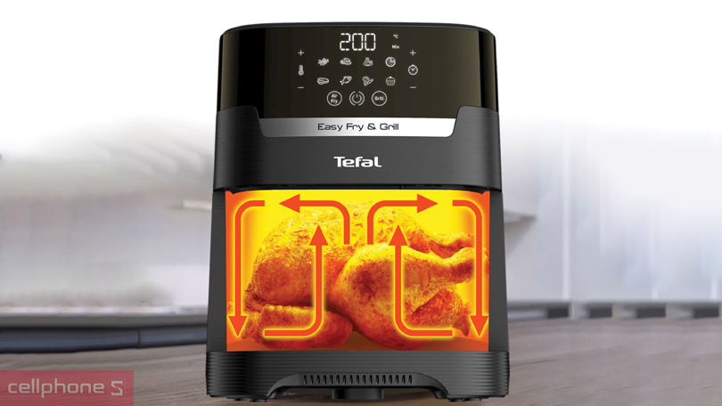 Màn hình điều khiển và chương trình nấu của nồi chiên không dầu Tefal 2 in 1 Easy Fry & Grill Precision EY505815 4.2L