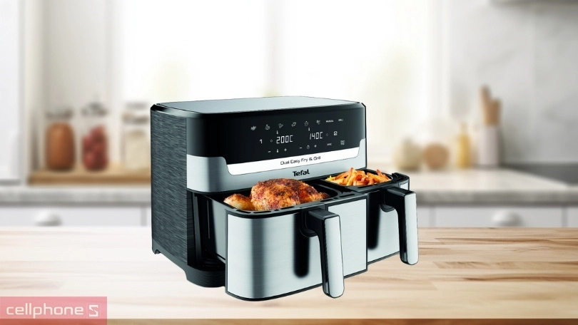 Các chế độ nấu tiện dung của nồi chiên không dầu Tefal Dual Easy Fry & Grill EY905D10