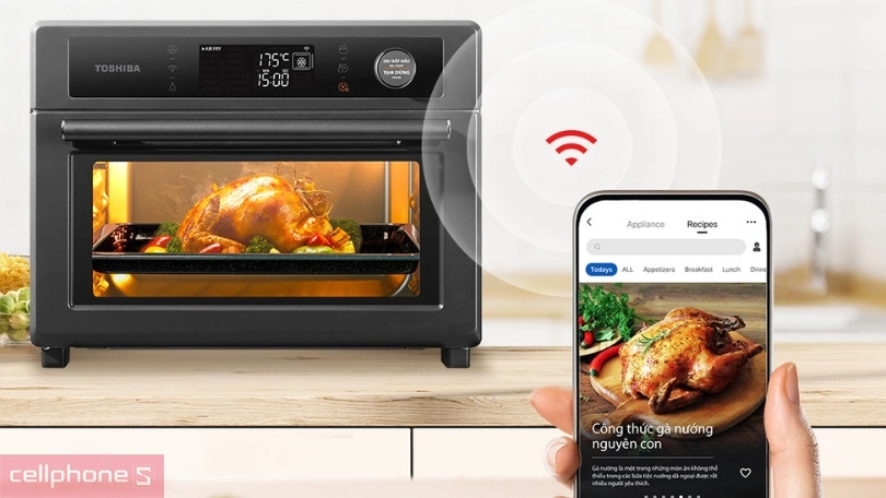 Điều khiển app với nồi chiên không dầu Toshiba TL2-SAC25GZC(GR) 25 lít