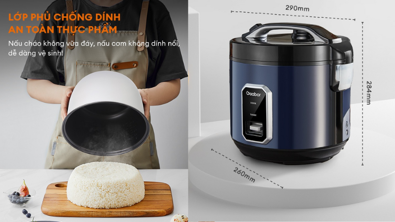 Công suất cao lên đến 700W, làm chín cơm nhanh chóng