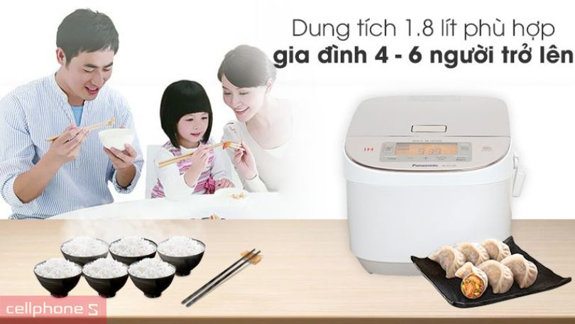 Dung tích nồi cơm điện cao tần Panasonic SR-AFY181WRA 1,8 lít