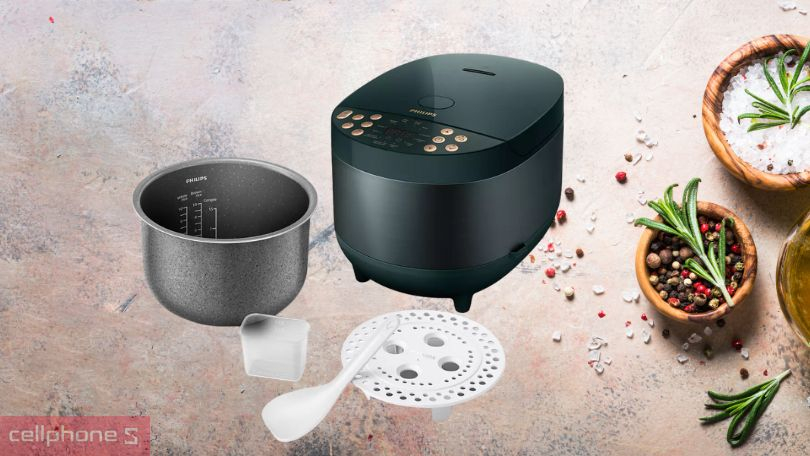Thiết kế nồi cơm điện 1.8 lít Philip HD4518/62