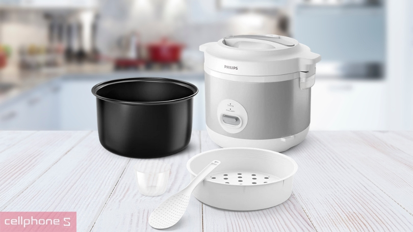 Nồi cơm nắp gài Philips 1.8 lít HD3008/30 – Nấu cơm nhanh, an toàn, thơm ngon
