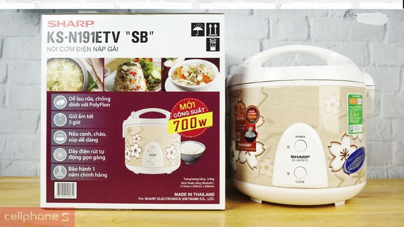 Đánh giá nồi cơm điện Sharp 1.8 lít KS-N191ETV SB