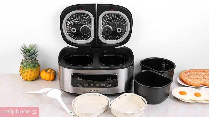 Nồi cơm điện 2 ngăn đa năng Sharp KN-TC50VN-SL 1.8 lít - 2 ngăn, tiết kiệm thời gian nấu