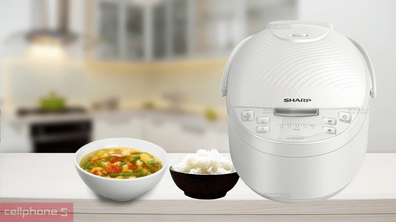 Thiết kế nồi cơm điện Sharp KS-COM150EV-WH 1.5 lít