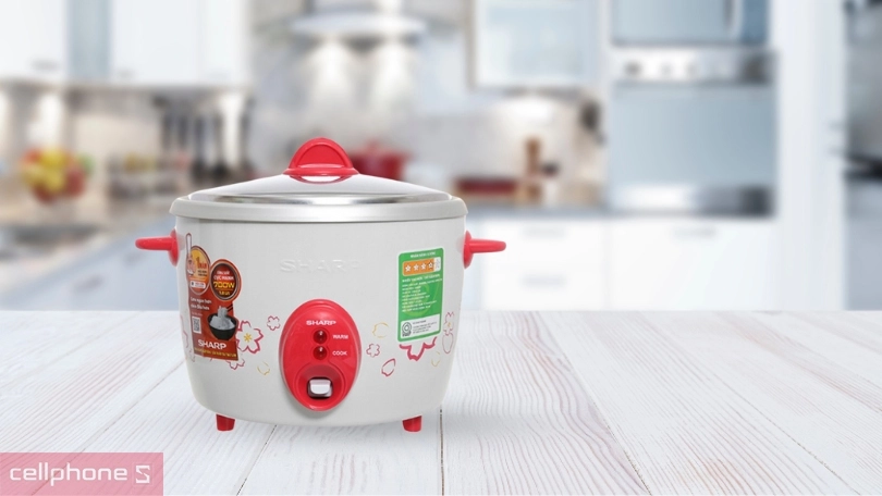 Nồi cơm nắp rời Sharp 1.8 lít KSH-D19V nấu nhanh, tiết kiệm điện, chống dính an toàn