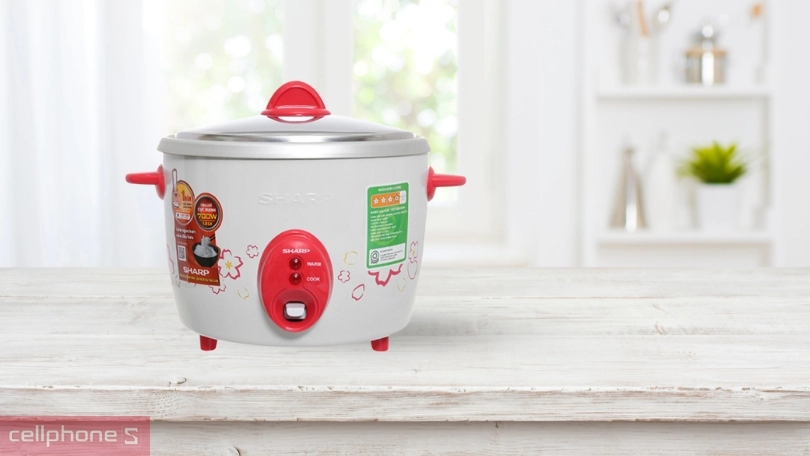 Nồi cơm nắp rời Sharp 1.8 lít KSH-D19V nấu nhanh, tiết kiệm điện, chống dính an toàn