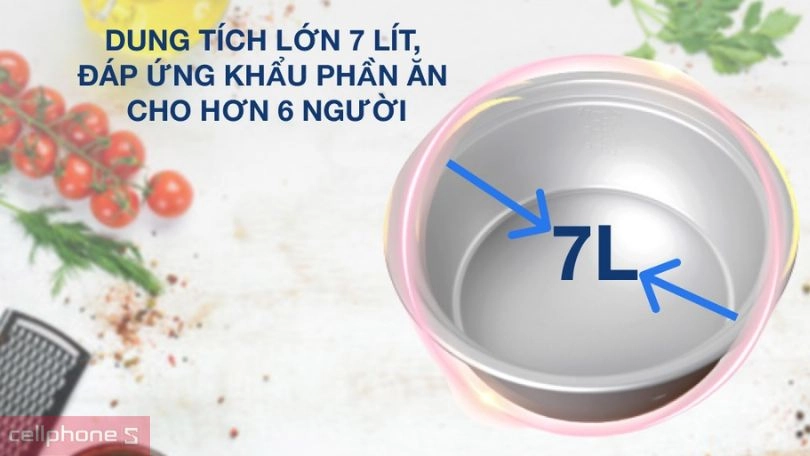 Dung tích nồi cơm nắp rời Sharp 7 lít KSH-D77V