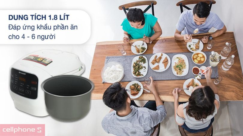 Nồi cơm điện tử Sharp 1.8 lít KS-COM183MV-WH – Công nghệ 3D tiên tiến