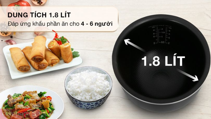 Dung tích nồi cơm điện tử Tefal Easyrice Max RK737868 1.8L