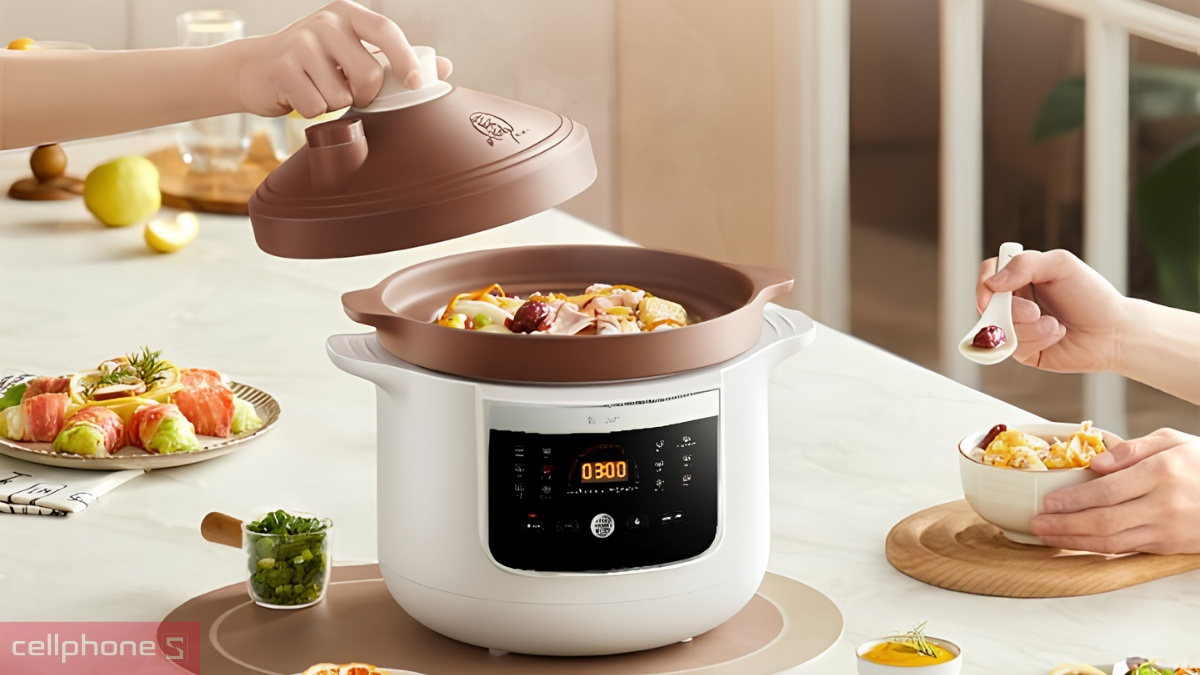 Nồi nấu chậm duy trì nhiệt ổn định hỗ trợ ninh hầm thực phẩm