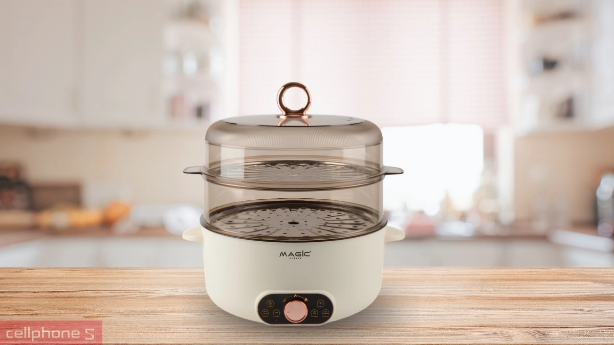 Công suất 1600W mạnh mẽ trên Nồi lẩu hấp Magic A-092