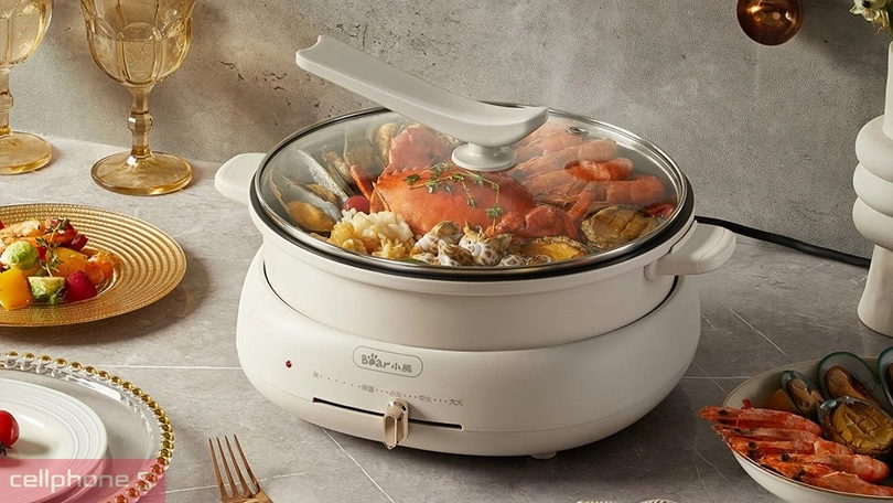 Nồi lẩu điện Bear DHG-C40W2 - Công suất nấu lớn, dung tích chứa rộng rãi