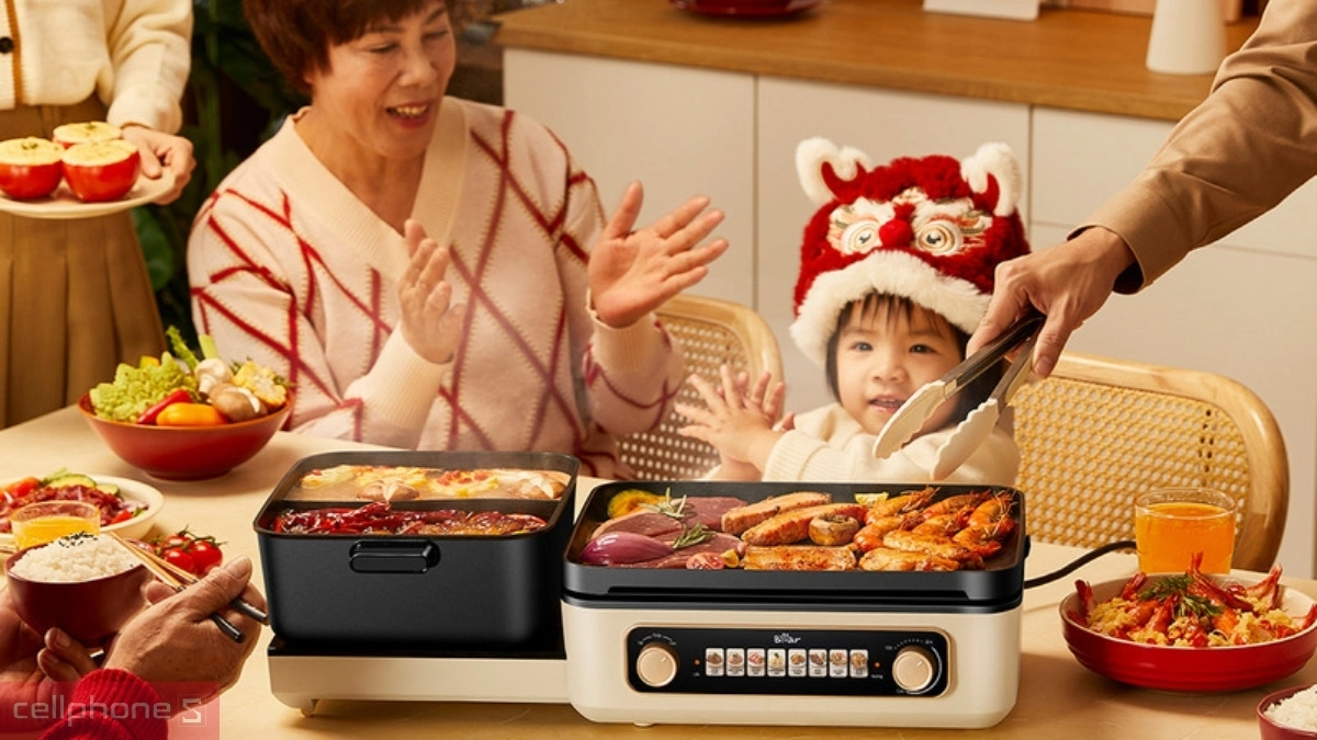 Dung tích nồi lẩu nướng đa năng Bear GR-5H22R83